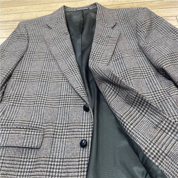 STANLEY BLACKER Blazer Mens 43R Tweed Gray Brown Plaid 100% Wool Jacket 51804 - Picture 15 of 16